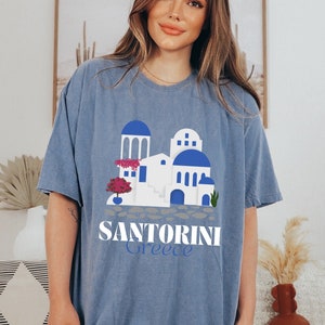 Santorini Greece Shirt, Greek Island Summer, Travel Aesthetic, Greece Travel Vacation Souvenir Gift, Comfort Colors Oversized Tee