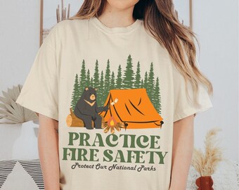 Granola Girl Aesthetic Comfort Colors Shirt, Camp Fire Safety, Protect Our National Parks, Indie Shirt, Camping Outdoor Nature Vibe Shirt