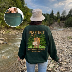 Protect Our National Parks Crew Neck Sweatshirt, There's No planet B, Retro Parks Sweatshirt, Indie Camping Granola Girl Gorpcore Cr