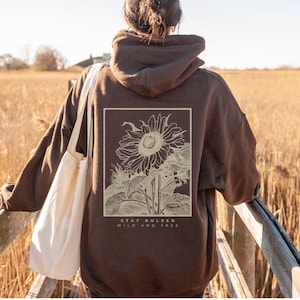 Granola Girl Aesthetic Hoodie Sweatshirt, Sunflower Wildflower Sweatshirt, Indie Sweatshirt, Wild Nature Vibe Sweatshirt