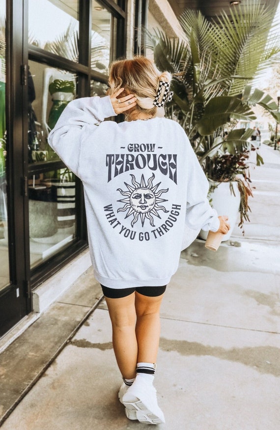 Aesthetic Tenue De Vsco Girl Sweat-shirt à Col Rond Céleste De