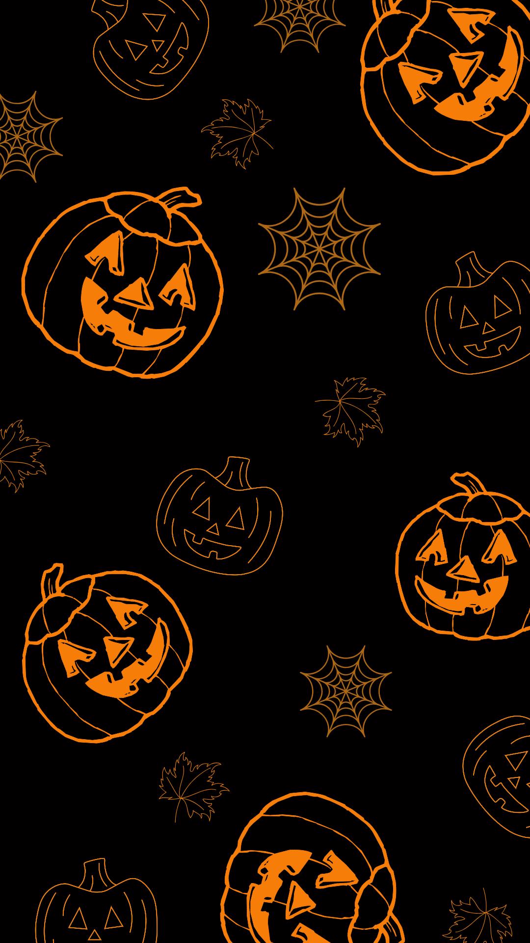 Halloween Phone Screen Wallpaper Set of 3 Spooky Season Ghosts Pumpkins ...