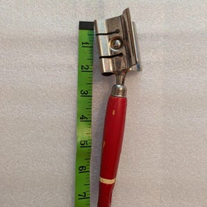 VINTAGE EKCO USA 7" Kitchen Utensil Knife Sharpener with Red Wood Handle image 12