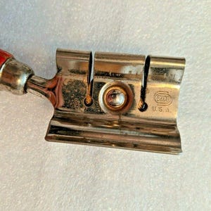 VINTAGE EKCO USA 7" Kitchen Utensil Knife Sharpener with Red Wood Handle image 7