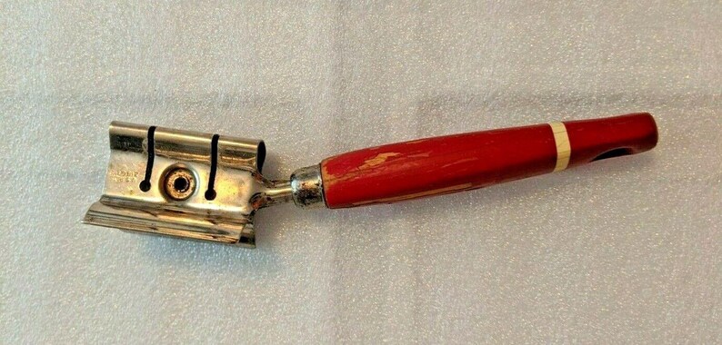 VINTAGE EKCO USA 7" Kitchen Utensil Knife Sharpener with Red Wood Handle image 3