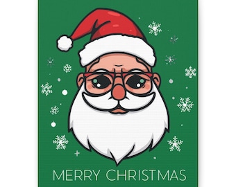 Festive Santa Art Canvas, Holiday Wall Decor