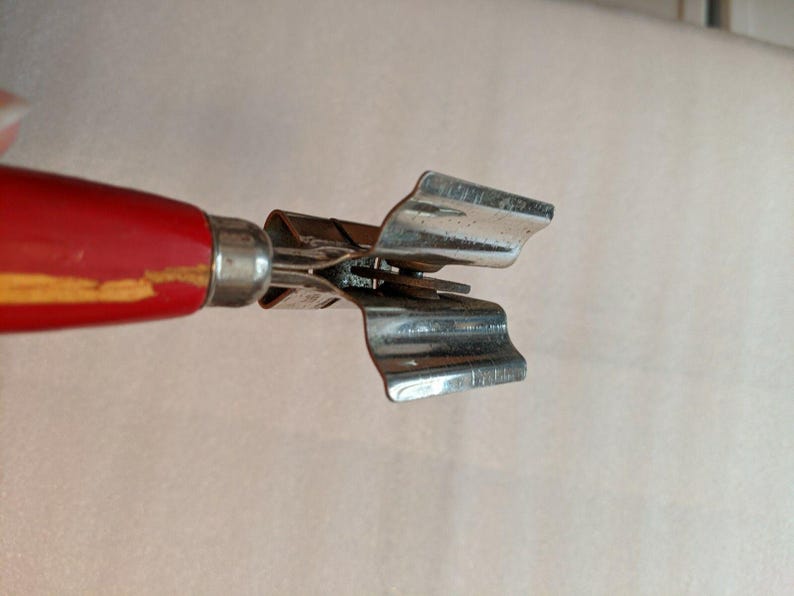 VINTAGE EKCO USA 7" Kitchen Utensil Knife Sharpener with Red Wood Handle image 11