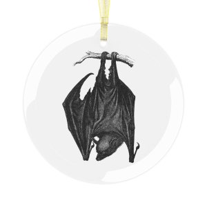 Hanging Bat Glass Ornament // Macabre Christmas // Samhain Curiosities Oddities // Alternative Glass decor