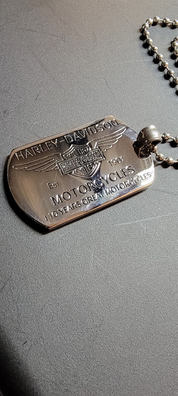 Stainless Steel harley davidson dog tag pendant and necklace