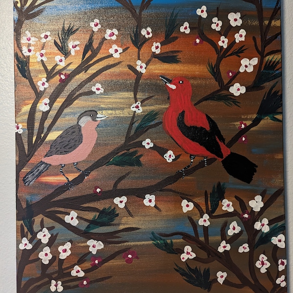 Birds on Tree Painting