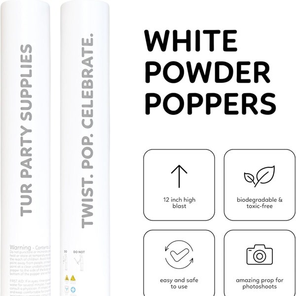 White Wedding Powder Cannon Biodegradable-Wedding Send Off - Bachelorette Party Poppers -Wedding Exit Idea-Bridal Shower Engagement Popper