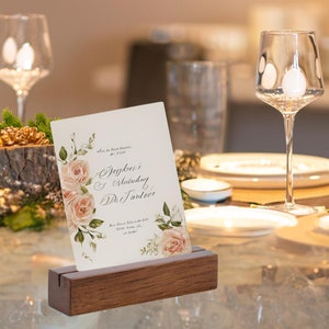 Wedding Table Number Holder Rustic Walnut Wood Wedding Card Holder, Name Place Card Stand, Wedding Sign ,Photo Holder, Invitation Stand