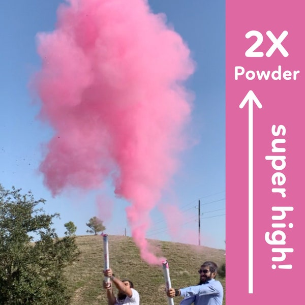 2 Pack Giant Gender Reveal Powder and Confetti Poppers Gender Reveal Powder Cannon Gender Reveal Smoke Gender Reveal Games - Boy or Girl