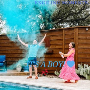 Gender Reveal Powder Cannons 2 Pc Pink and Blue Gender Reveal Powder Poppers, No Mess 100% Biodegradable, Unique Gender Reveals Ideas Smoke