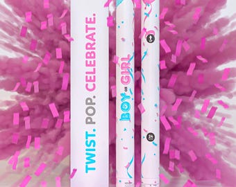 24" Gender Reveal Confetti & Powder s, Biodegradable, Baby Announcement (2 Pc Set)