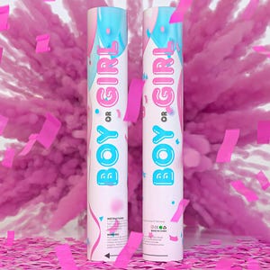 Pink & Blue Gender reveal confetti cannons 12&quot;, Gender Reveal Confetti and Powder Combo 2 Pc 100% Biodegradable, Unique Gender Reveals Ideas