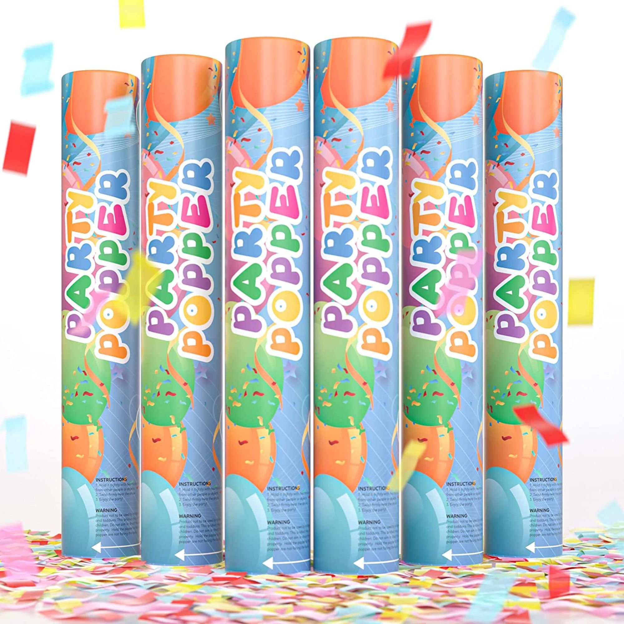 24-Pack Throw Streamers, No-Mess Confetti Paper Shakers Poppers for Party  Celebrations, Multicolor