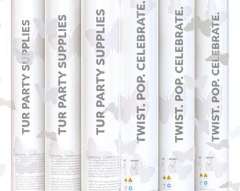 White Butterfly Confetti Poppers, Biodegradable Wedding Celebration