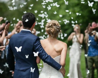 White Butterfly Wedding Confetti, Biodegradable Celebration Poppers