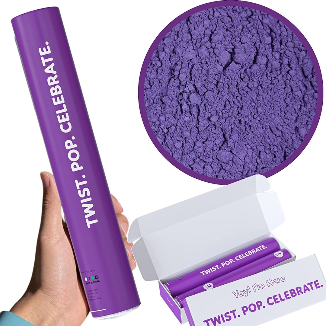 2 Purple Powder Poppers Biodegradable Ecofriendly, Pride Party Poppers