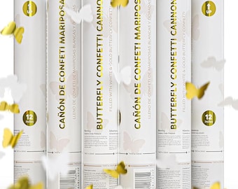 White Gold Butterfly Confetti Poppers, Biodegradable Celebration Poppers(12 Inch)