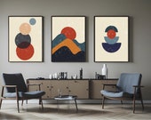Abstract Boho Wall art print, Boho Art Set of 3 Print, Abstract Gallery Wall Set, Mid Century Modern Art Print,Minimal Boho Instant Download