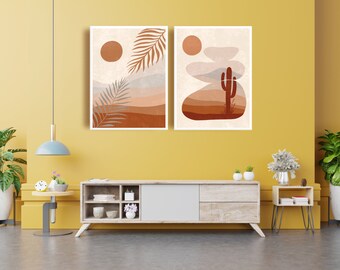 Set of 2 Boho Wall Art, Boho Wall Art Set of 2 Prints, Wall Art Boho Prints, Room Decor Aesthetic Boho Gallery Set, Living Room Decor