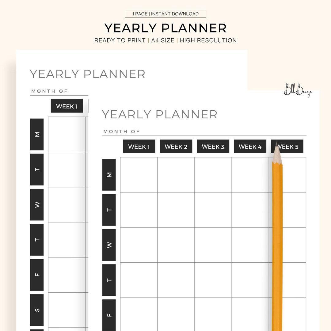 Minimal Printable 2023 Yearly Planner - Etsy