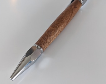 Chrome Vertex Click Pen w/ Diagonally Cut Bocote Wood