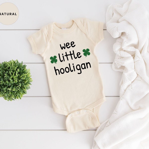 Wee Little Hooligan Baby Bodysuit, St Patrick's Day Gift Newborn Onesie, St Patricks Day Kids Shirt, Vintage Natural Irish Baby Bodysuits