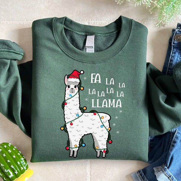 Christmas Fa Llama Tshirt, Xmas Animal Gift Sweatshirt, Festive Holiday Animal Lover T Shirt, Kids Christmas, Family Matching Xmas Tee, Bag