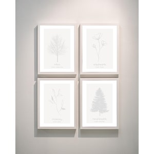 Minimalist Cree Pflanzen und Bäume Kunstdruck 4er Set - Digitaler Download