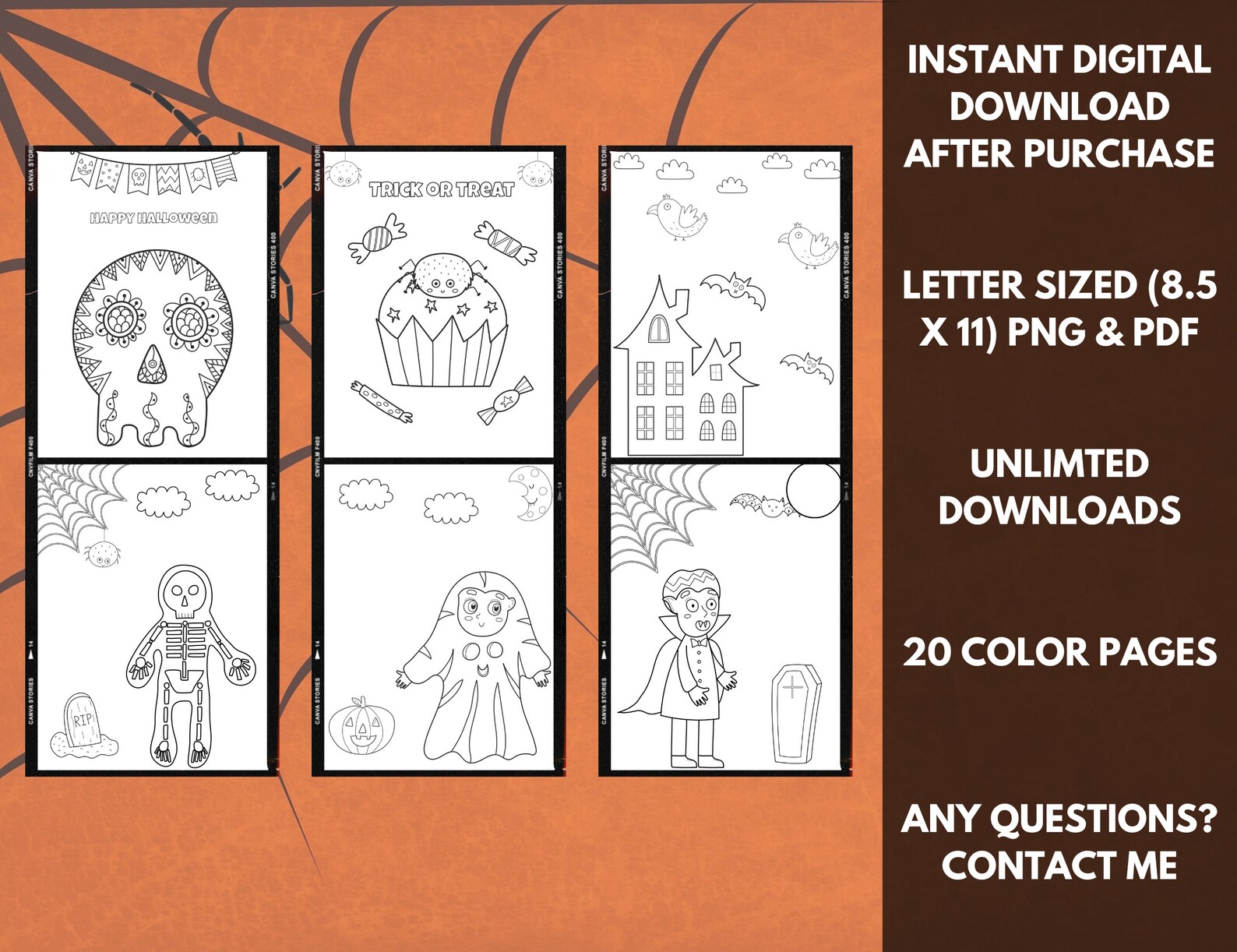 Halloween Coloring Pages Bundle for Kids Coloring Pages - Etsy