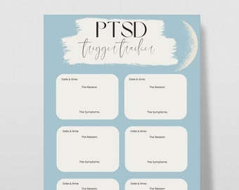 Post Traumatic Stress Disorder Trigger Tracker, PTSD Symptom Tracker, Printable Trigger Tracker, PTSD Trigger Tracker PDF
