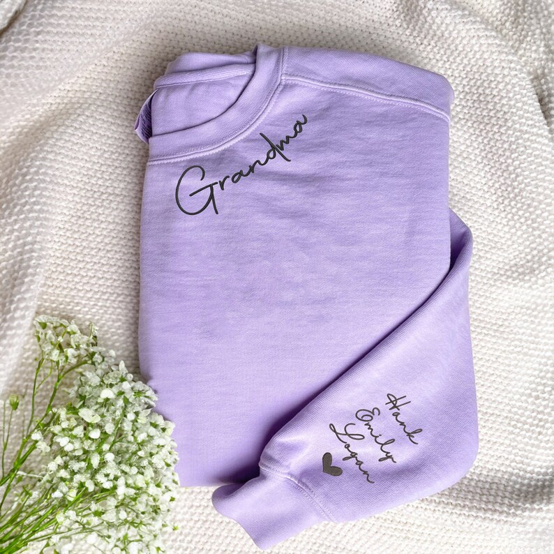 Custom EMBROIDERED Grandma Sweatshirt with Grandkids Names, Nana Shirt, New Grandma Hoodie, Chrsitmas Gifts For Grandma image 2