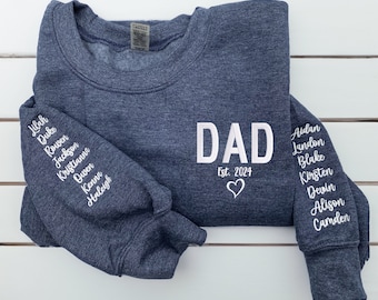 Embroidered Dad Sweatshirt with Kids Name, Expectant Dad Announcement, Dad Hoodie, Personalized Dad Gift, Father's Day Gift, Dad To Be Gift