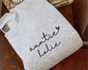 EMBROIDERED Auntie Sweatshirt with Kids Names, Custom Aunt's Name Hoodie, The Cool Aunt Shirt, Christmas Gift for Aunt