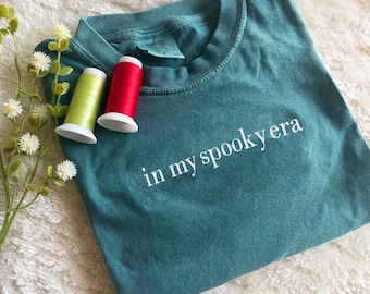 In My Spooky Era EMBROIDERED Comfort Colors® T-Shirt, Ghost Sweatshirt, Halloween Hoodie, Halloween Gift