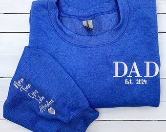 Personalized Dad Sweatshirt with Kids Name, Embroidered Dad Hoodie, Expectant Dad Announcement, Father's Day Gift, Dad To Be Gift