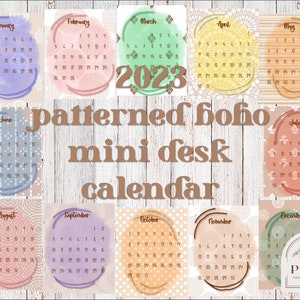 2023 Patterned Boho Mini Desk Calendar