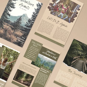 Revista Sage Green Adventure, Plantilla de revista de viajes, Plantilla de revista Canva, Plantillas de revista, Revista de plantillas de diseño, Digital