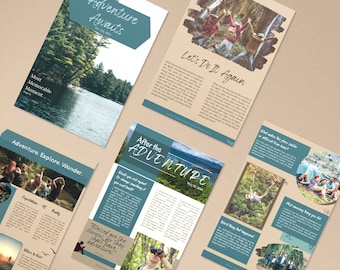 Szablon magazynu podróżniczego: motyw przygodowy, układ 28 stron (Canva, pobieranie cyfrowe)