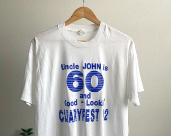 Vintage 90’s Single Stitch Uncle John Clearyfest White Graphic T-Shirt - XL
