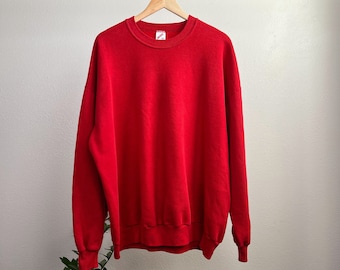 Vintage 90’s Single Stitch Red Jerzees Oversized Crewneck Sweatshirt - 3XL