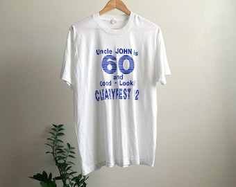 Vintage 90’s Single Stitch Uncle John Clearyfest White Graphic T-Shirt - XL