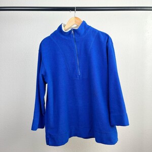 Vintage 1990’s SJB Sports Blue and White Quarter Zip Fleece Sweatshirt