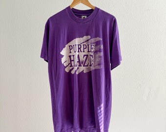 Vintage 1990’s Single Stitch Purple Haze Minimalist Graphic T-Shirt - XL
