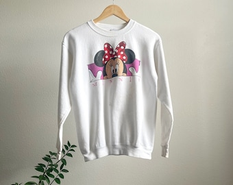 Vintage 90’s Disney Minnie Mouse Boxy White Crewneck Sweatshirt - Small