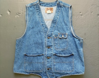 Vintage Delta Blues Denim Jeans Mid Wash Vest - XL