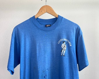 Vintage 90’s Single Stitch Blue Thrashed Cordis Minutemen Graphic T-Shirt - Medium / Large